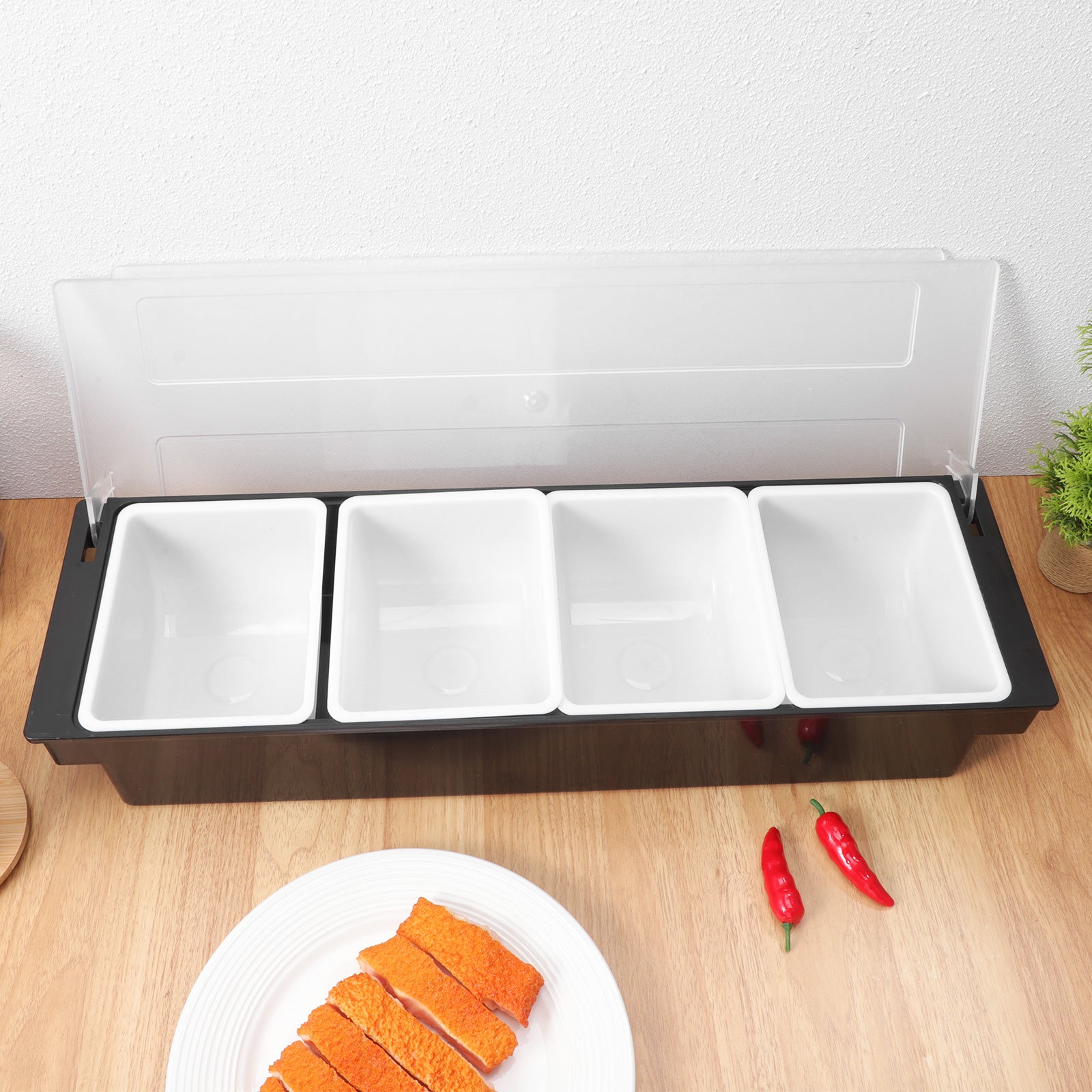 Food Storage: Fruit Box Divided Storage Containers - Plastic Serving Tray