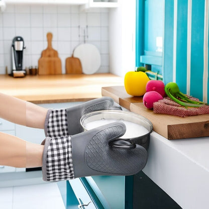 Oven Mitts: Silicone Heat-Resistant Kitchen Glove, Anti-Slip, Thickened