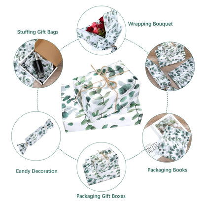 Eucalyptus Tissue Paper 30/10pcs - Green Leaf Gift Wrap