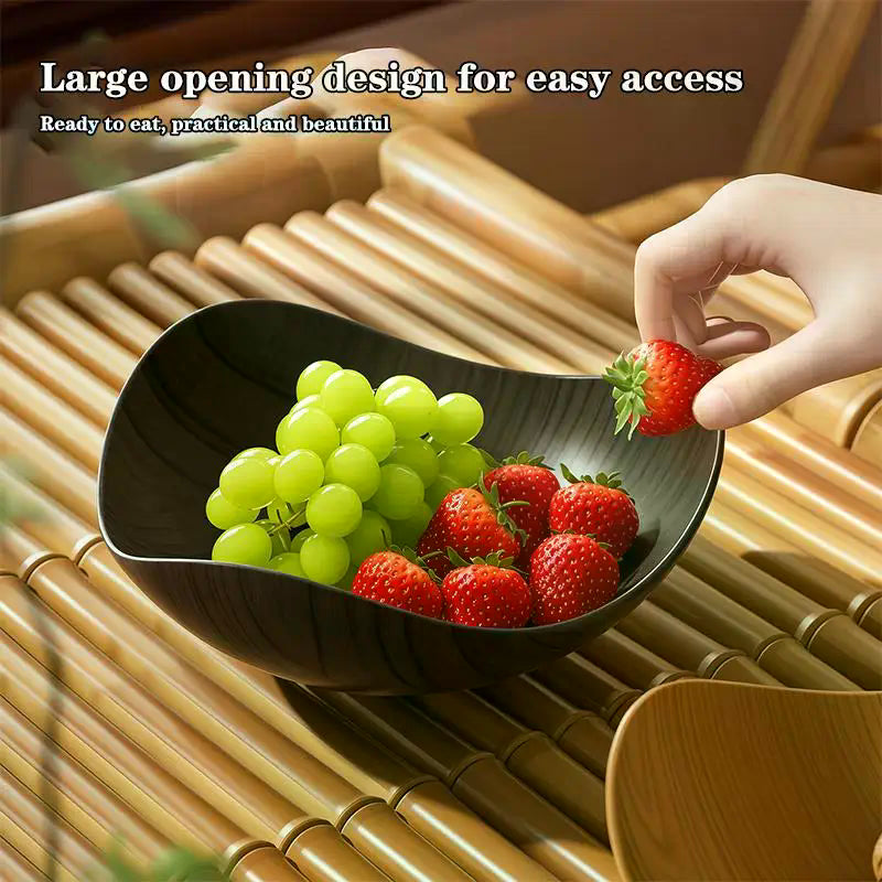 4/8PCS Wood Grain Plastic Salad Bowl - Multifunctional Salad Fruit Candy Container For Party Gathering Table Supplies