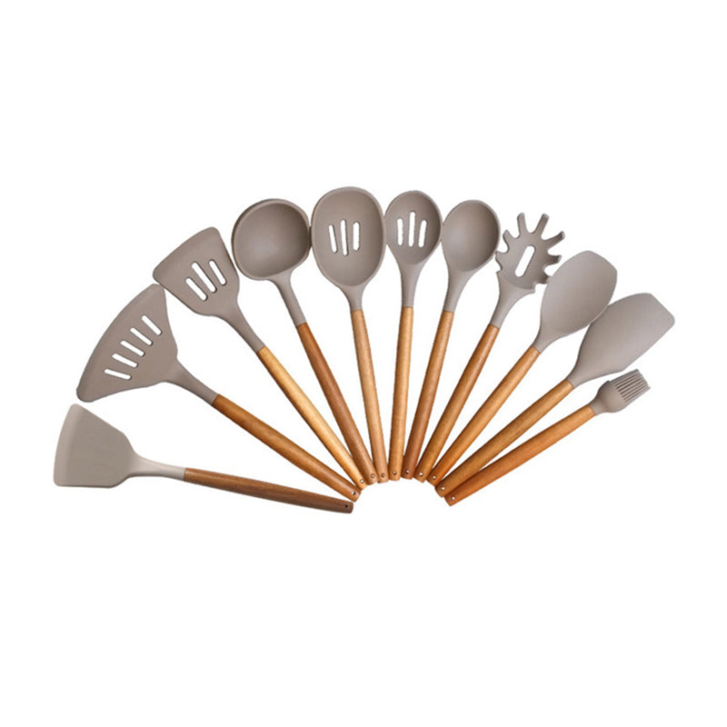 Kitchenware Silicone Set: Acacia Handle Spatula & Spoon