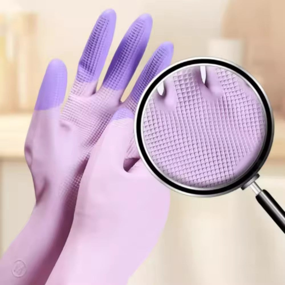 Silicone Dishwashing Gloves - Anti-Slip, Reusable & Durable