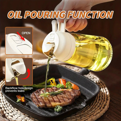 Oil Spray Bottle: 2in1 500ml: BBQ, Baking, Roasting Kitchen Tool