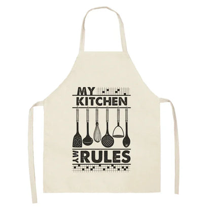 Apron: Alphabet Kitchen Aprons - Cotton Linen Bibs for Women