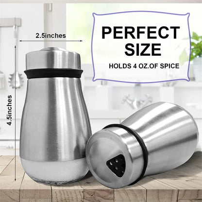 Stainless Steel Glass Bottom Salt and Pepper Seasoning Shaker Spice Dispenser Pepper Shaker BBQ Kitchen Gadgets Salt Containeri