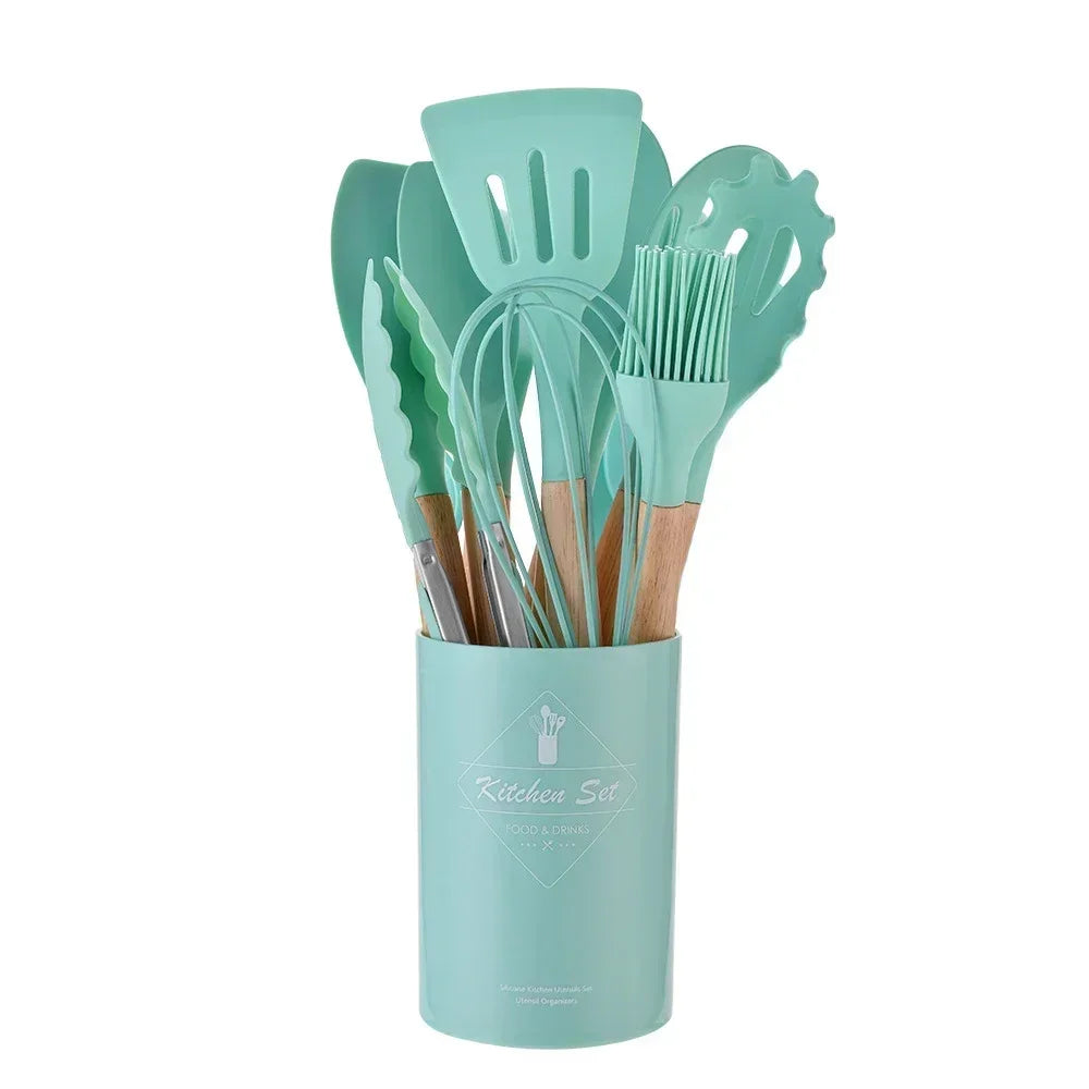 Silicone Kitchenware Utensils Set - 12PCS Non-Stick Cookware