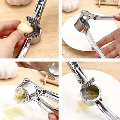 Garlic Press: Stainless Steel Garlic Press - Handheld Crusher & Mincer