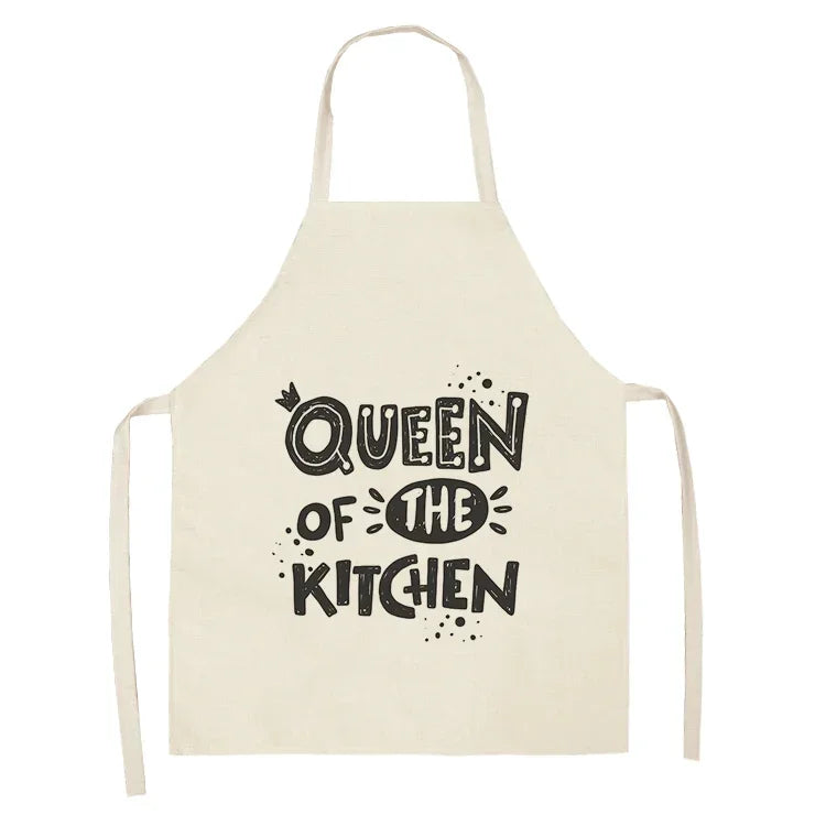 Apron: Alphabet Kitchen Aprons - Cotton Linen Bibs for Women