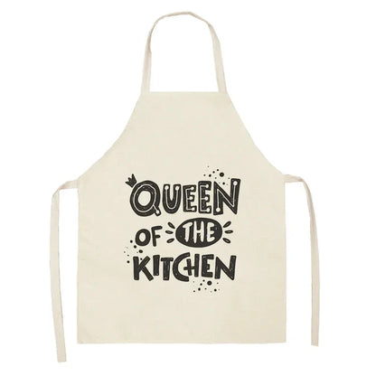 Apron: Alphabet Kitchen Aprons - Cotton Linen Bibs for Women