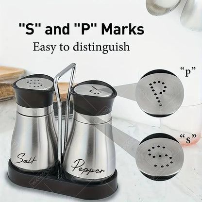 Glass Spice Bottle Adjustable Refillable Salt and Pepper Shakers with Shelf Spice Dispenser Pour Holes Kitchen Gadget
