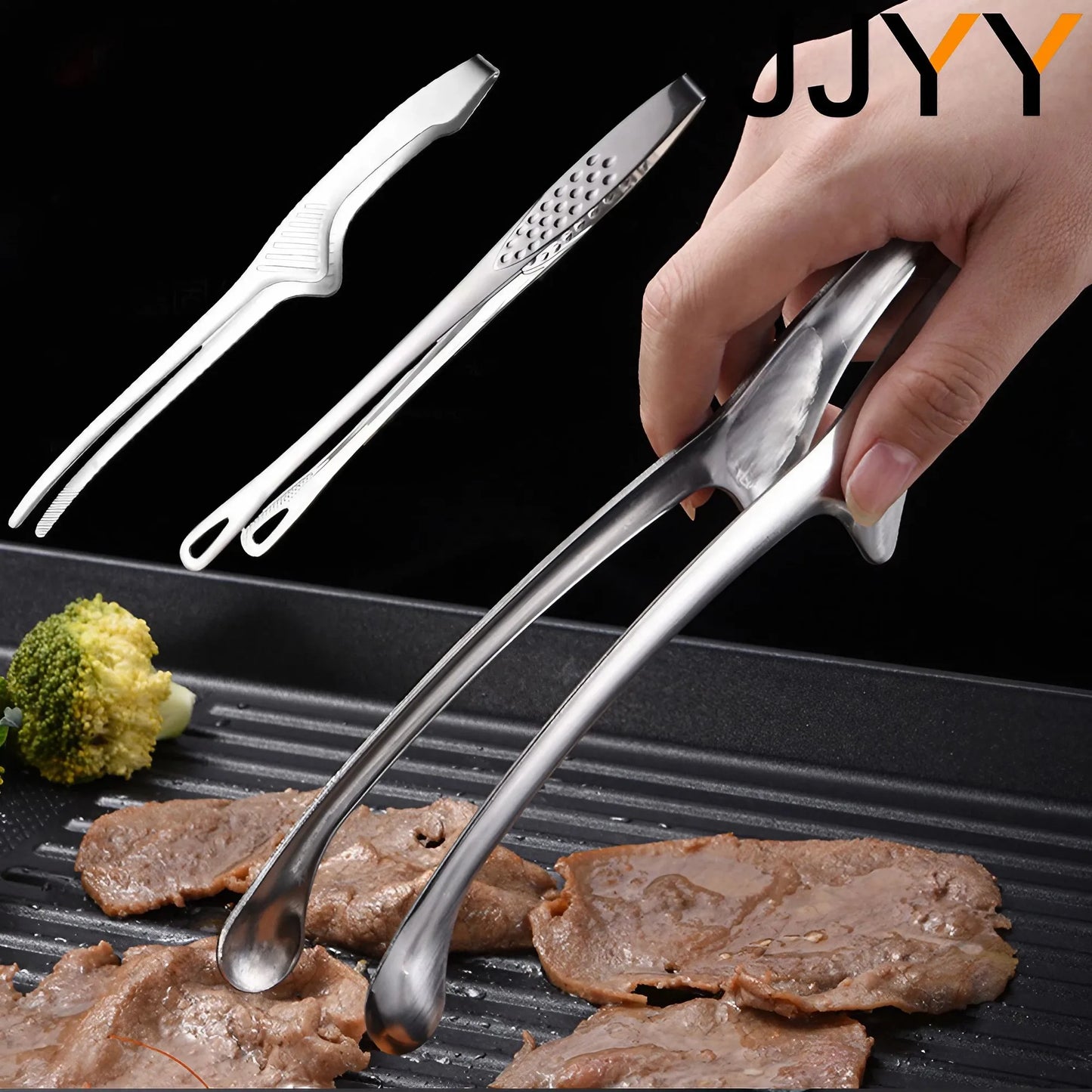 Stainless Steel Kitchen Tongs - Non-Slip, Long Handle