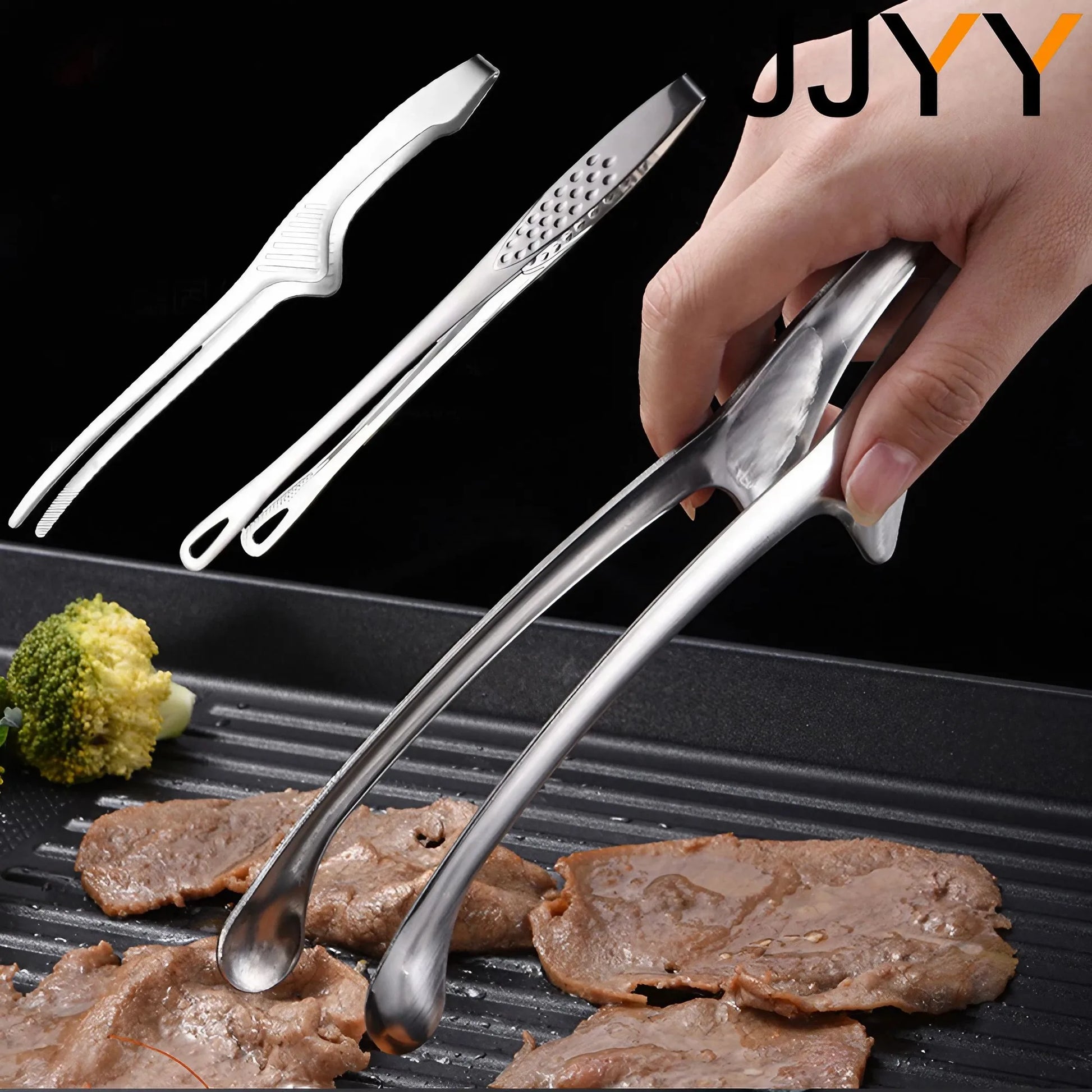 Stainless Steel Kitchen Tongs - Non-Slip, Long Handle
