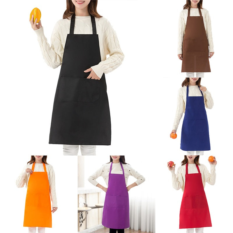 Cooking Apron: Adjustable Unisex Chef Apron with Pockets - Solid Color