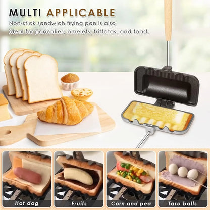 Hot Sandwich Maker, Double-Sided Sandwich Baking Pan,Double Sided Frying Pan for Breakfast,Hot Dog Toaster,Campfire Sandwich Maker(1Pcs)