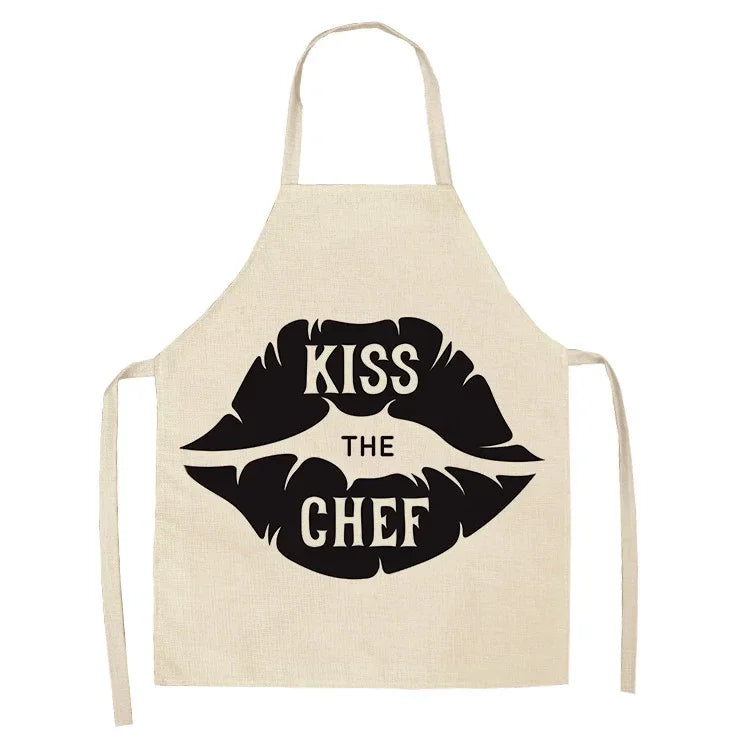 Apron: Alphabet Kitchen Aprons - Cotton Linen Bibs for Women