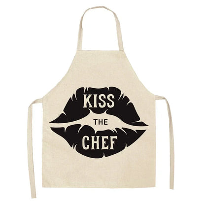 Apron: Alphabet Kitchen Aprons - Cotton Linen Bibs for Women