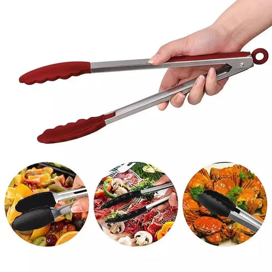 Silicone Kitchen Tongs - 7/9/12in BBQ, Baking, Salad
