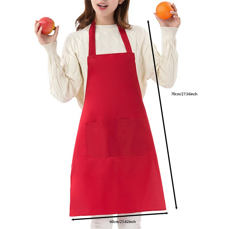 Cooking Apron: Adjustable Unisex Chef Apron with Pockets - Solid Color