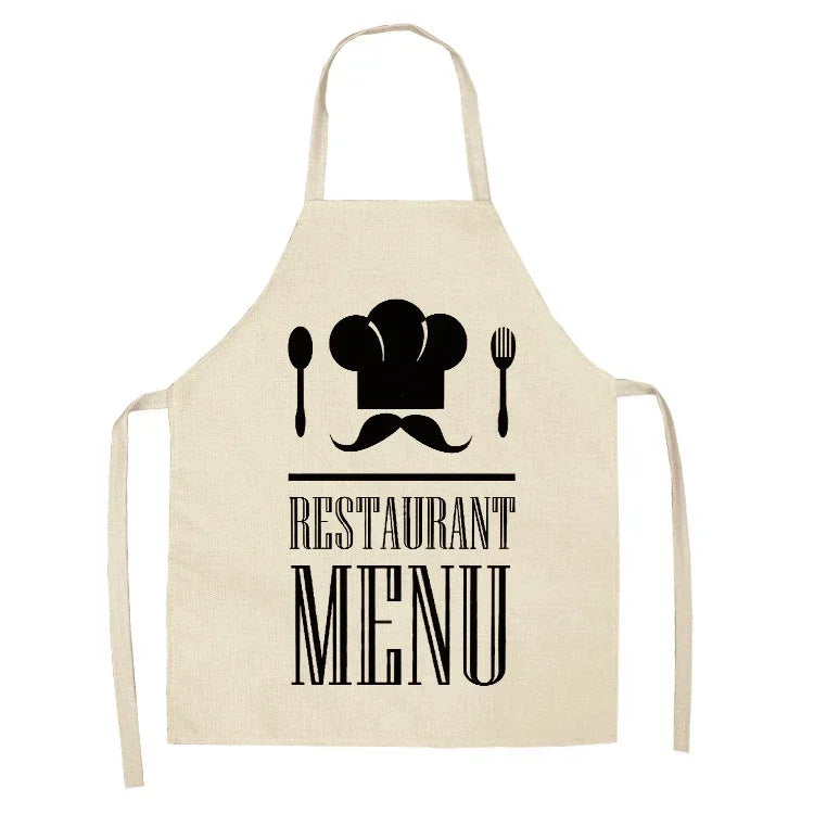 Apron: Alphabet Kitchen Aprons - Cotton Linen Bibs for Women