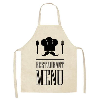 Apron: Alphabet Kitchen Aprons - Cotton Linen Bibs for Women