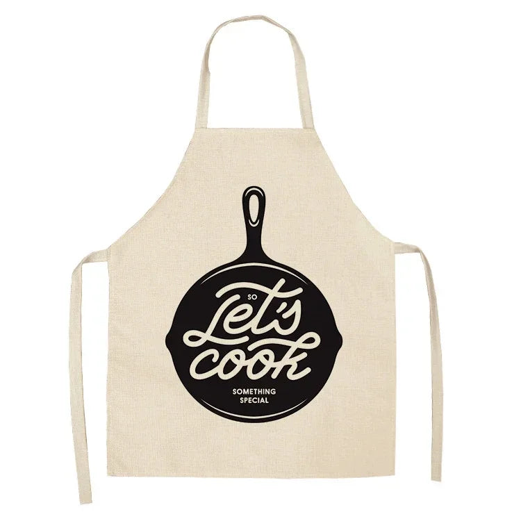 Apron: Alphabet Kitchen Aprons - Cotton Linen Bibs for Women