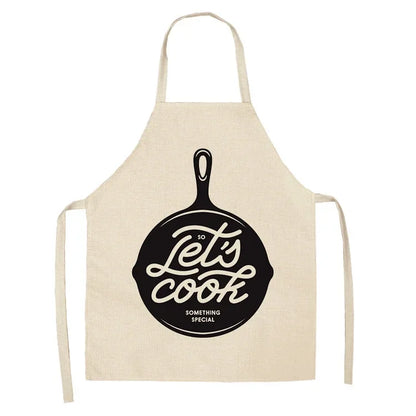 Apron: Alphabet Kitchen Aprons - Cotton Linen Bibs for Women