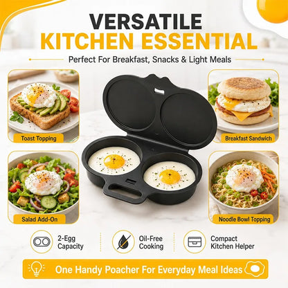 Microwave Double Egg Poacher Food Grade Plastics Reusable Kitchen Cooking Omelet Mold Heat-resistant Portable Kitchen Gadget