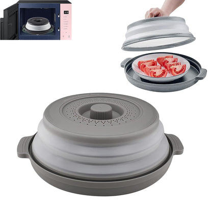 10.2" Microwave Food Cover & Splatter Guard - Collapsible Lid