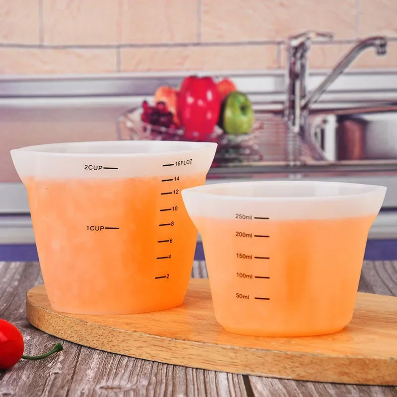 Silicone Measuring Cup - Food Grade, Non-stick, Clear Scale