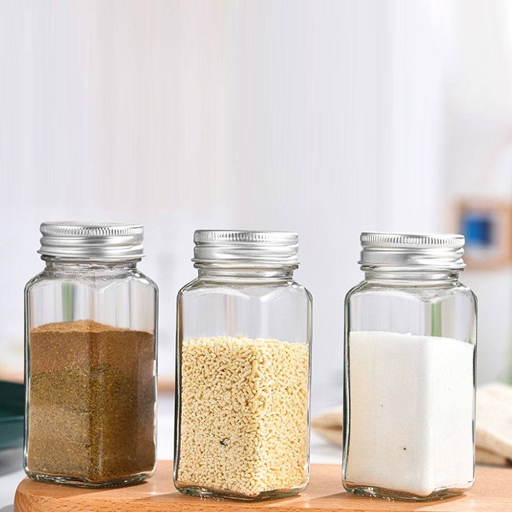 Glass Spice Jars with Acacia Lids - Sealed Storage Bottles