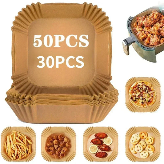 Parchment Paper: Air Fryer Paper Liners - 50/30pcs Non-stick Kitchen Accessories
