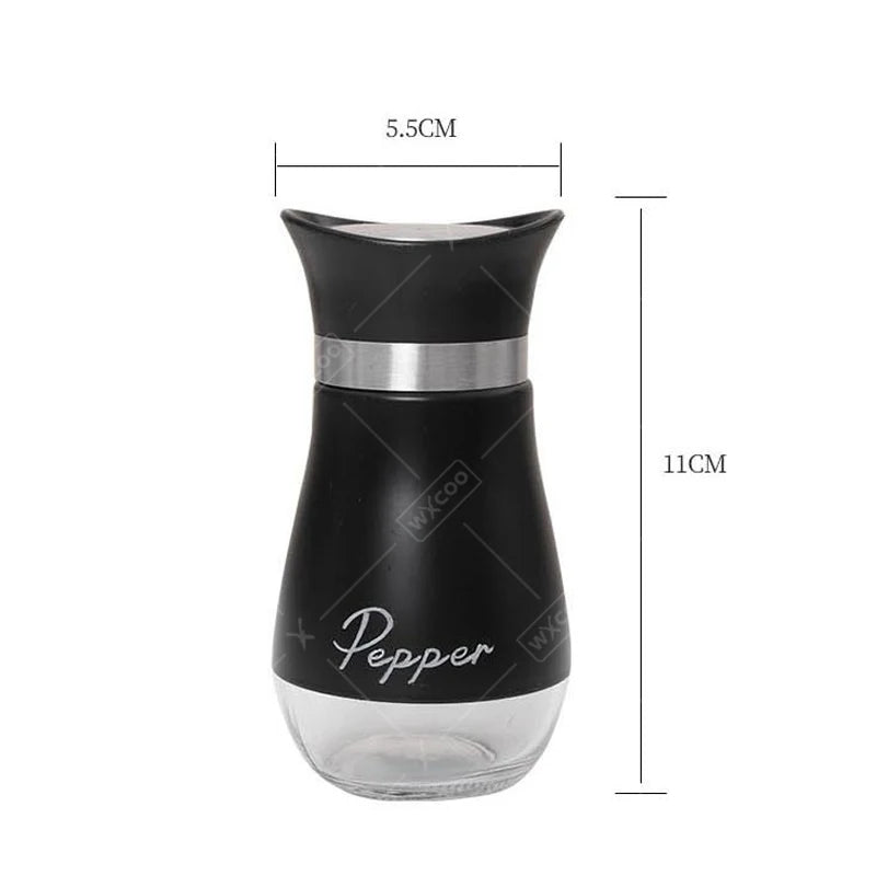 Glass Spice Bottle Adjustable Refillable Salt and Pepper Shakers with Shelf Spice Dispenser Pour Holes Kitchen Gadget